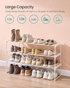SONGMICS Shoe Rack, 3-Tier Shoe Organizer, Metal Storage Shelf | for Entryway, Upright or Upside Down, for 16-20 Pairs, Stackable, 11.8 x 36.2 x 21.7 Inches, Pearl White ULSA303W03 - Image 6