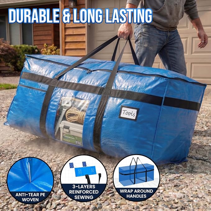 TAILI 2 Pack XXL Storage Bags with Visible Window and Handy Pocket,Blue - Image 8