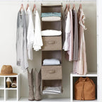 Household Essentials 6 Shelf Hanging Closet Organizer, Hanging Closet Shelf, Fabric Poly Linen and PEVA Shelving, Beige - Image 8