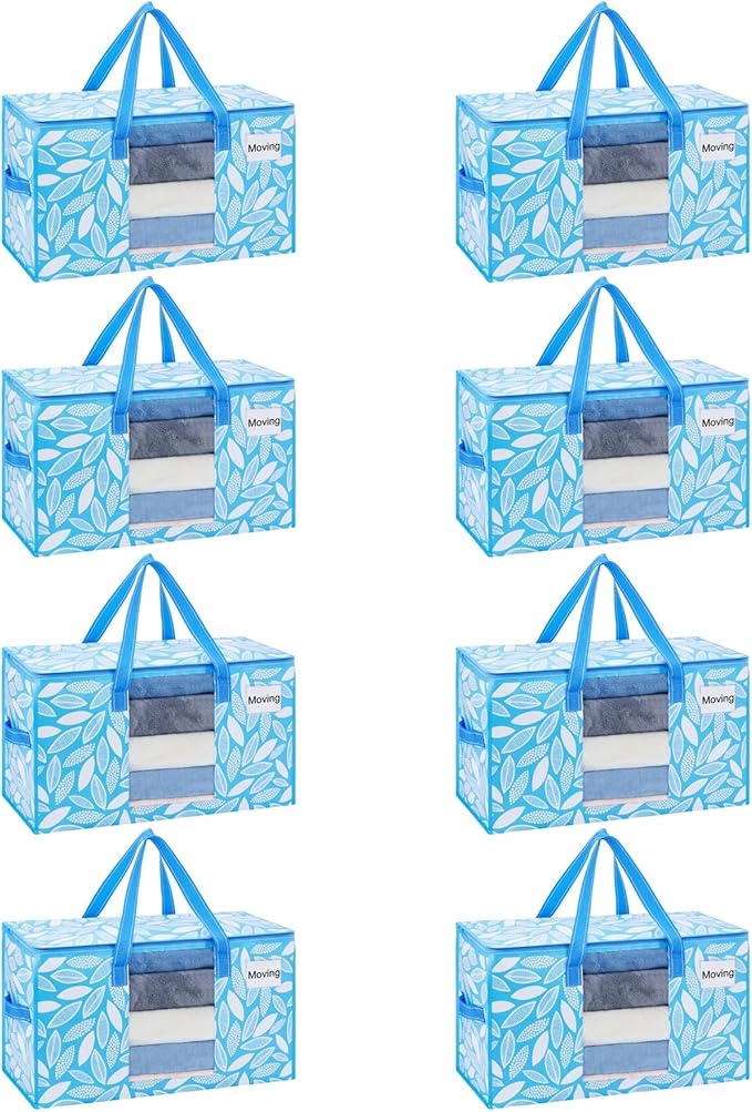 VENO Moving Bags, Wide Open Top, Clear Window, Spring Breeze, 8 Pack by Veno