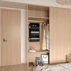 3-Shelf Hanging Closet Organizer, Washable Foldable Storage Shelves, Black | Front lip keeps items secure; side pockets add room; Oxford fabric handles towels, shirts, baby items, dorms, RVs or travel. - Image 6