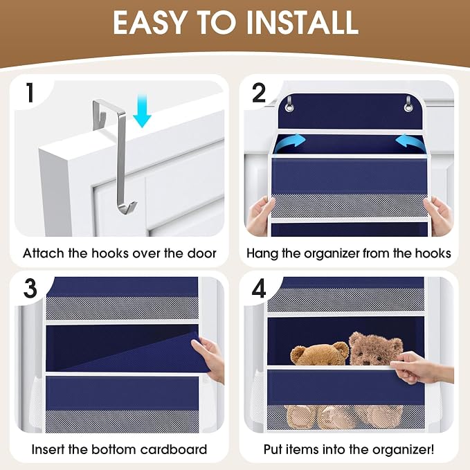 2 Pcs Over The Door Organizer Large Capacity Hanging Storage Room Organizer | 40 lb Capacity, Ultra-Sturdy, Foldable, Mesh Design with Clear Window, Space-Saving Organizer for Pantry, Nursery & Closet - Image 3