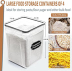 PRAKI Large Airtight Food Storage Containers 5.2L / 195oz, 4pcs Pantry Kitchen Organizers and Storage for Flour, Sugar, Baking Supplies, BPA Free, Plastic Flour Containers with 20 Labels & Maker - Image 2