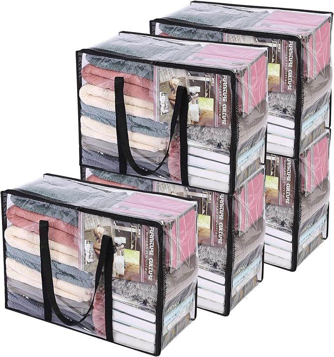 Vieshful 5 Pack Clear Clothes Storage Bags with Zipper 40L by Vieshful