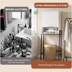 Over The Toilet Storage Cabinet,25" W Bathroom Organizer, White - Image 5
