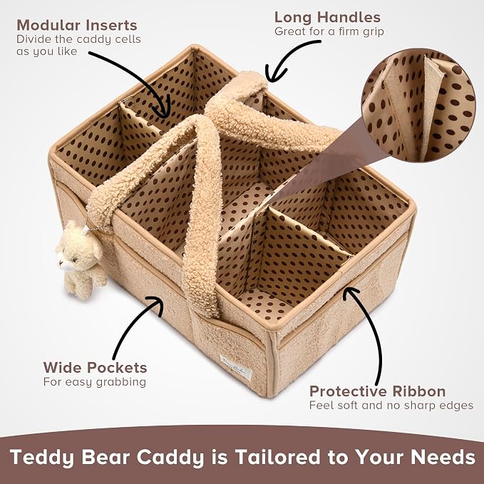 PeraBella Diaper Caddy Organizer for Changing Table, Storage Basket for Wipes, Gift for Baby Shower, Car Organizer, Nursery Organizer, Portable Storage - Image 2