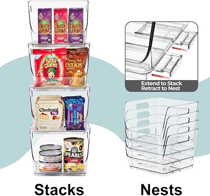 Sorbus Clear Pantry Organizer with Stackable Storage Bins, Open Front - Image 5