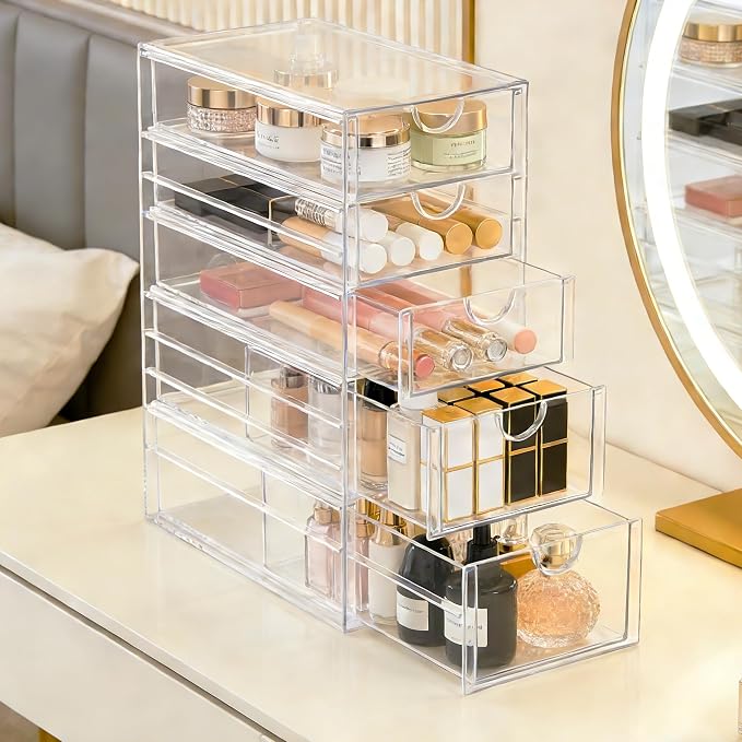 Prsildan Hair Accessories Organizer Acrylic Drawer with 5 Small Drawers - Image 8