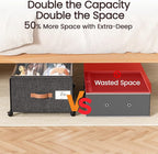 Yecaye 95L Under Bed Storage Containers, Fits 11" Under Bed, 2 Pack, Grey | XXL Capacity, 360° Rolling Wheels, Sturdy Metal Frame, Clear Window & Label, Storage Bins for Clothes, Shoes, Blankets - Image 4
