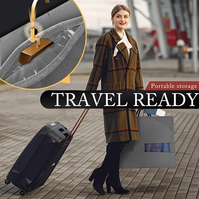Hleelomi 5 Pack 40-in Garment Bag for Hanging Clothes Suit Bag Gray - Image 3