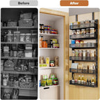 Pantry Door Organizers and Storage, 6-Tier Large Metal Heavy-Duty Frame Over the Door Spice Rack, 2 in 1 Wall-Mounted or Hanging shelf for Kitchen, Bathroom, Laundry Room, Bedroom, Closet &Nursery - Image 7