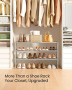 SONGMICS Shoe Rack, 3-Tier Shoe Organizer, Metal Storage Shelf | for Entryway, Upright or Upside Down, for 16-20 Pairs, Stackable, 11.8 x 36.2 x 21.7 Inches, Gray ULSA303G01 - Image 8