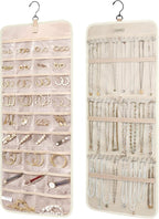 BAGSMART Hanging Jewelry Organizer Necklace/Earring/Ring 2-Sided L Beige by BAGSMART