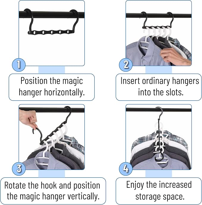 Mr. Pen- Bulk Space Saving Hangers for Clothes, 24 pcs, 5 Slots, Plastic | Collapsible Hangers with 360° Swivel Hook, Hanger Hooks Space Saver for Closet Organizers and Storage, Dorm Room Essentials - Image 5