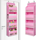 TYMENSH Pink Over Door Organizer with 4 Large Clear Pockets, Hanging Door Storage for Nursery, Bedroom, Bathroom, Closet, Toys, Diapers, Cosmetics, Baby Essentials by TYMENSH