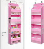 TYMENSH Pink Over Door Organizer with 4 Large Clear Pockets, Hanging Door Storage for Nursery, Bedroom, Bathroom, Closet, Toys, Diapers, Cosmetics, Baby Essentials by TYMENSH