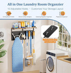Ironing Board Hanger Wall Mount, Large Storage Iron and Ironing Board Holder, Laundry Room Storage Shelves with Ironing Board Broom Mop Holder, Laundry Accessories Organization and Storage Organizer - Image 2