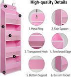 Giraffe Creation Compact Pink Over Door Organizer with 4 Large Clear Pockets, Compact Hanging Door Storage for Nursery, Bedroom, Bathroom, Closet, Baby Essentials - Image 4