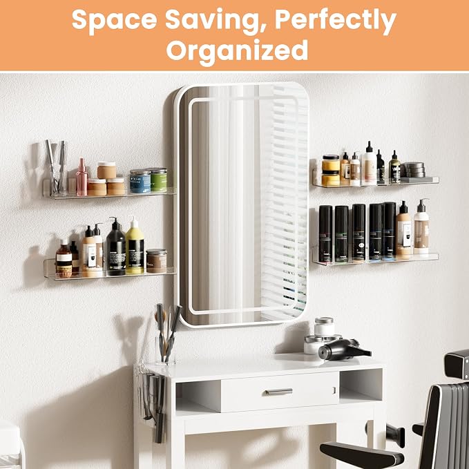 upsimples 4 Pcs 15" Acrylic Shelves for Wall Storage and Organizer, Clear - Image 7