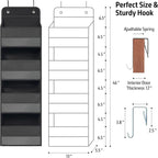 Giraffe Creation Compact Black Over Door Organizer with 4 Large Clear Pockets, Compact Hanging Door Storage for Bathroom, Dorm, Bedroom, Closet, Toiletries - Image 3