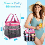 Lifewit Mesh Shower Caddy Portable for College Dorm Room Essentials with 7 Pockets, Freestanding Hanging Organizer Basket, Quick Dry Tote Bag for Camping, Bathroom, Beach, Travel, 1 Pack, Pink - Image 4