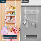 Consumest Over The Door Hooks Organizer - 4 Tier Door Coat Rack with 3 Baskets & 12 Hooks, Stainless Steel Towel Hanger for Bedroom, Bathroom, Living Room, White - Image 3