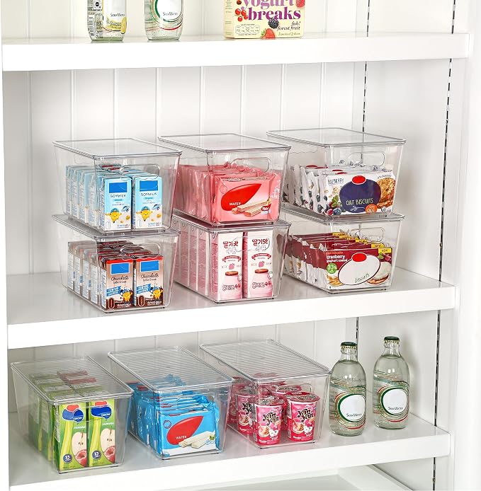 Vtopmart 12 Pack Clear Stackable Storage Bins with Lids, Medium - Image 4