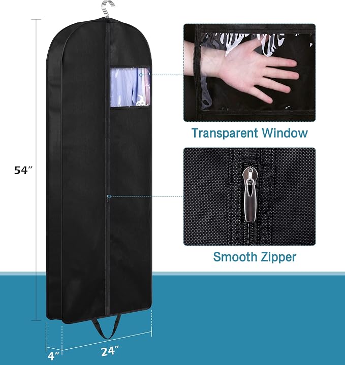 KIMBORA 54" Suit Bags for Closet Storage and Travel, Gusseted Hanging Garment Bags for Men Suit Cover With Handles for Clothes, Coats, Jackets, Shirts（3 Packs） - Image 6