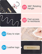 BAGSMART Hanging Jewelry Organizer Necklace/Earring/Ring 2-Sided XL Black - Image 4