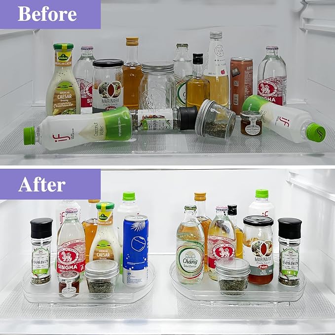 Incostar 360° Rotating Lazy Susan Turntable Organizer - Multifunctional 11.8" x 8.7" Rectangular Organizer for Refrigerator, Cabinet, Pantry, and Kitchen Countertop - Image 7