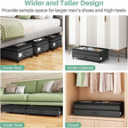 Kitstorack 2Pack Height-adjustable Under Bed Storage with Wheels, Under Bed Storage Containers,Under Bed Shoe Storage Organizer with Clear Window&Label, Suitable for Clothes Storage, Black - Image 7