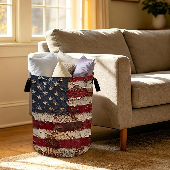 Flag Laundry Basket Foldable Oxford Laundry Hamper With Handle For Room Bathroom Bedroom - Image 5
