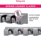 Combo 5 Slot Broom Holder w/ 1 Self Adhesive Mop Gripper No-Drilling, Wall Mount Tool Organizers For Kitchen, Garage, Laundry Room- Anti-Slip Hanger For Brooms, Mops, Rakes, Dustpans (Grey / White) - Image 3