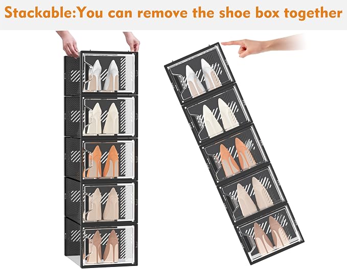 SIMPDIY XL Clear Shoe Storage Boxes, Stackable Shoe Organizer for Closet - Image 6