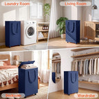 Slim Laundry Hamper with Wheels,20 Gal (75L) Rolling Laundry Basket with lid and wheels Clothes Hamper Foldable Tall Dirty Clothes Basket Sturdy Collapsible Clothes Hamper for Dorm,Laundry Room - Image 7