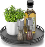 AMH10-Inch Natural Slate Lazy Susan with Black Raised Iron Rim by AMH