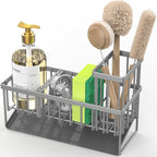 Cisily Sink Caddy Organzier with High Brush Holder, Sponge Holder for Sink, 304 Rustproof Stainless, Kitchen Countertop Soap Dispenser Organizer, Gray Kitchen Decor and Accessories - Image 7