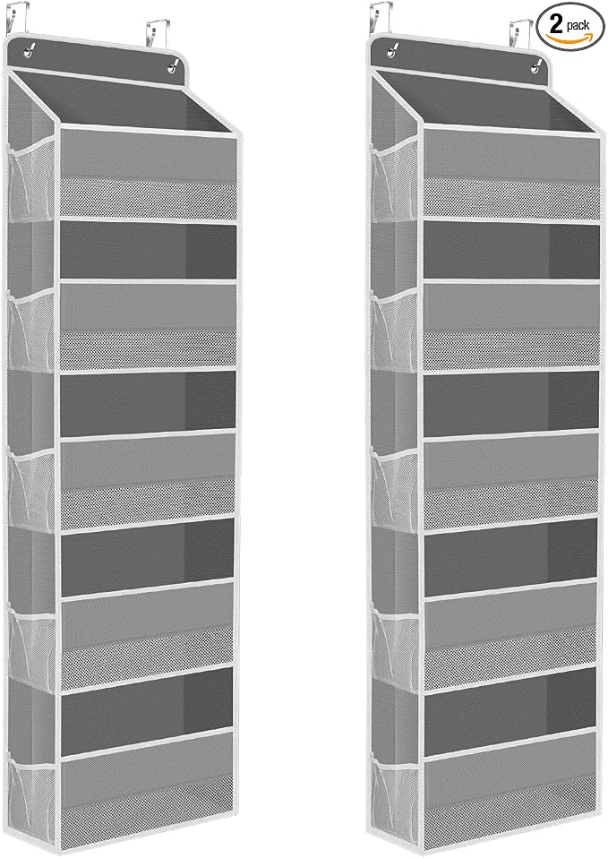 2 Pcs Over The Door Organizer Large Capacity Hanging Storage Room Organizer | 40 lb Capacity, Ultra-Sturdy, Foldable, Mesh Design with Clear Window, Space-Saving Organizer for Pantry, Nursery & Closet by SpaceHacks