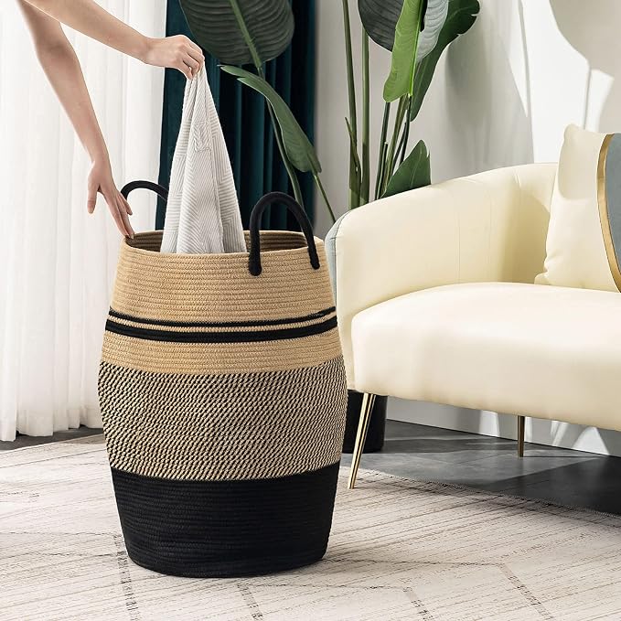 Large Laundry Basket Hamper Woven Blanket Basket Clothes Hamper - Image 5
