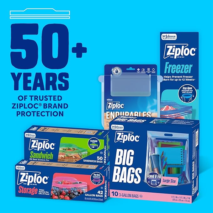 Ziploc Big Bags 3 Gallon Large, Reusable Large-Capacity Plastic Storage Bags, 10 count - Image 6