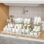 Jsyrjing Pull Out 2 Tier Organizer for Kitchen Bathroom and Cabinet Storage Rotating Pantry Rack Under Sink Organizer Clear and Durable Design 1 Pack - Image 8