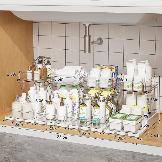 Jsyrjing Pull Out 2 Tier Organizer for Kitchen Bathroom and Cabinet Storage Rotating Pantry Rack Under Sink Organizer Clear and Durable Design 1 Pack - Image 8