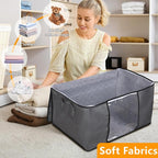 90L Large Blanket Storage Bags, 8 Pack Clothes Storage Bag Comforter Storage Bin with Reinforced Handle and Lid Foldable Closet Organizer and Storage Containers for Bedding Sheets and Duvet - Image 7