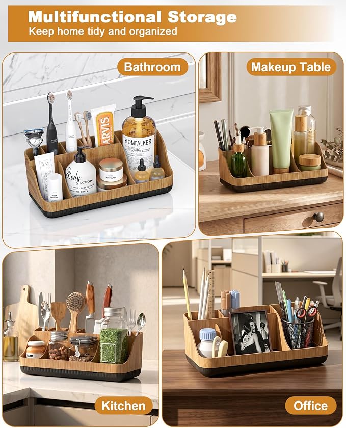 Bathroom Counter Organizer and Storage, 7 Slots Detachable Toothbrush Holders for Bathrooms, Anti-Slip Electric Toothbrush and Toothpaste Holder Countertop - Image 7