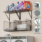 2 Pack Laundry Room Shelves Organization And Storage,Wall Mounted Clothes Drying Rack With Wire Mesh Basket Over Washer And Dryer,Large Capacity Floating Wall Shelf For Bathroom,Kitchen,Storeroom - Image 2