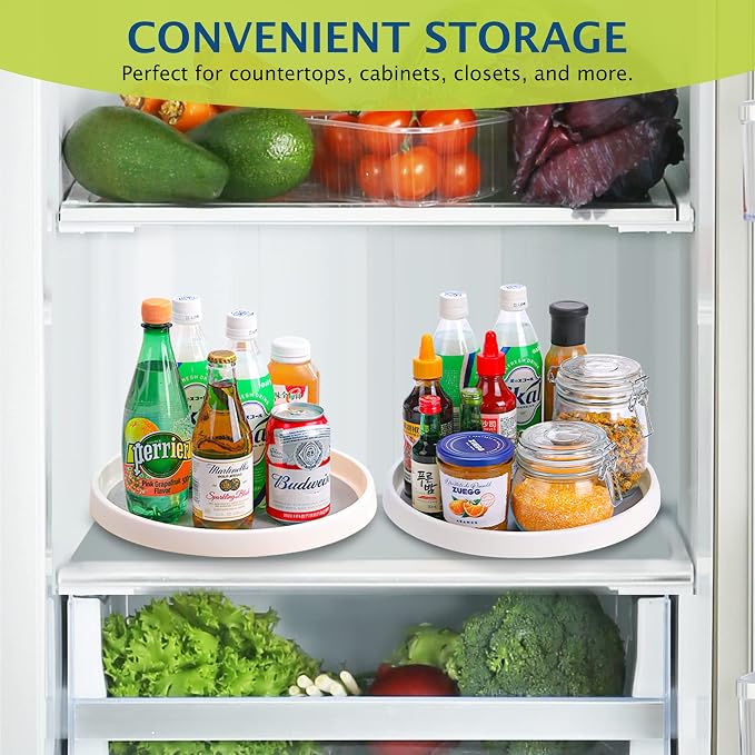 Lazy Susan Turntable, Set of 4, 10 Inch Non-Skid Lazy Susan Organizer for Cabinet, Pantry Organization, Kitchen Storage, Bathroom Sink Cabinet, Refrigerator, Countertop, Spice Rack (4 Pack 10 in) - Image 8