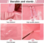 6 Pack Moving Bags with Full-Open Side Zipper, Extra Large 93L Heavy Duty Waterproof Foldable Storage Totes for College Dorm, Moving & Home Organization Pink - Image 5