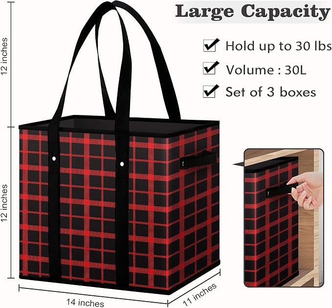Reusable Grocery Bags 3 Pack, Foldable & Water Resistant Shopping Bags - Image 5