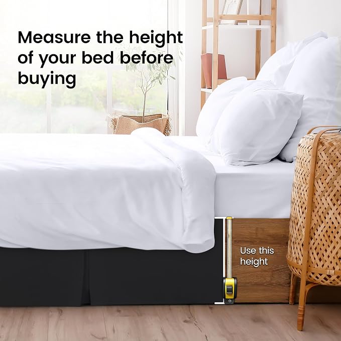 Full Bed Skirt, Hides Under-Bed Storage 16 Inch Drop, Pleated, White - Image 4
