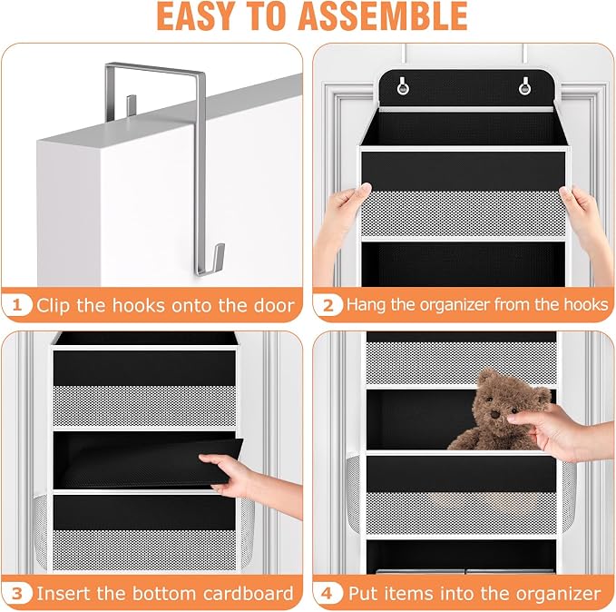Over The Door Organizer Storage Large Capacity Hanging Bedroom Storage | 4 Shelves, 40 LB Capacity, Foldable Mesh Design, Clear Window, Sturdy, Large Storage Organizer for Nursery, Pantry & Closet - Image 3